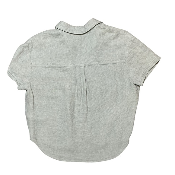 Madewell Textured Short Sleeve Button Front Top XS Dusty Blue Boxy - Picture 2 of 5